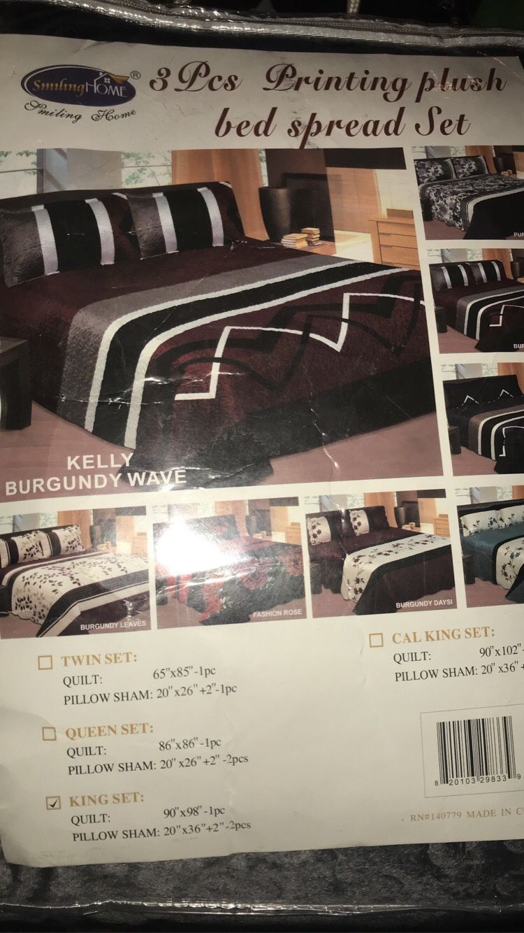 3 pcs printing plush bedspread set