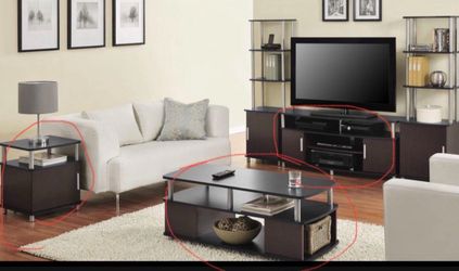 Coffee table, TV stand, and end table