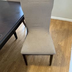 dark wood dining table and 6 chair set