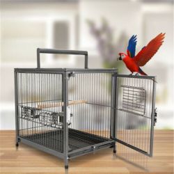Deluxe 20” Parrot Bird Travel Vet Carrier Cage Perch Stand 