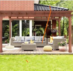 VEIKOUS 10x14 Pergola 10-ft W x 14-ft L x 7-ft 8-in H Brown Wood Freestanding Pergola