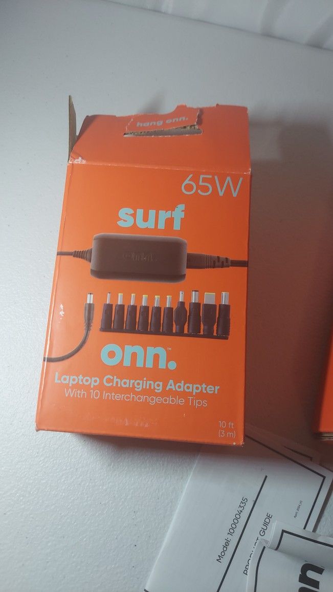 onn 65W Laptop Charger with 10 Interchangeable Tips, 10ft Power Cord