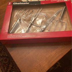 New Cutting Board With Stainless Steel Carving Set