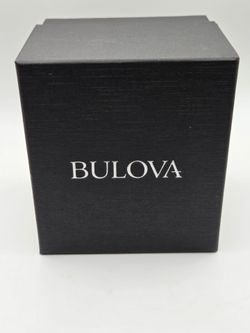 Bulova Men’s 96A28 Quartz Analog Silver Dial SS Case Black Leather 38mm Box