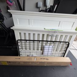 Child Craft White 4-in-1 Convertible Crib – Solid Wood, Includes Metal Frame – Needs TLC / Paint Touch-Up