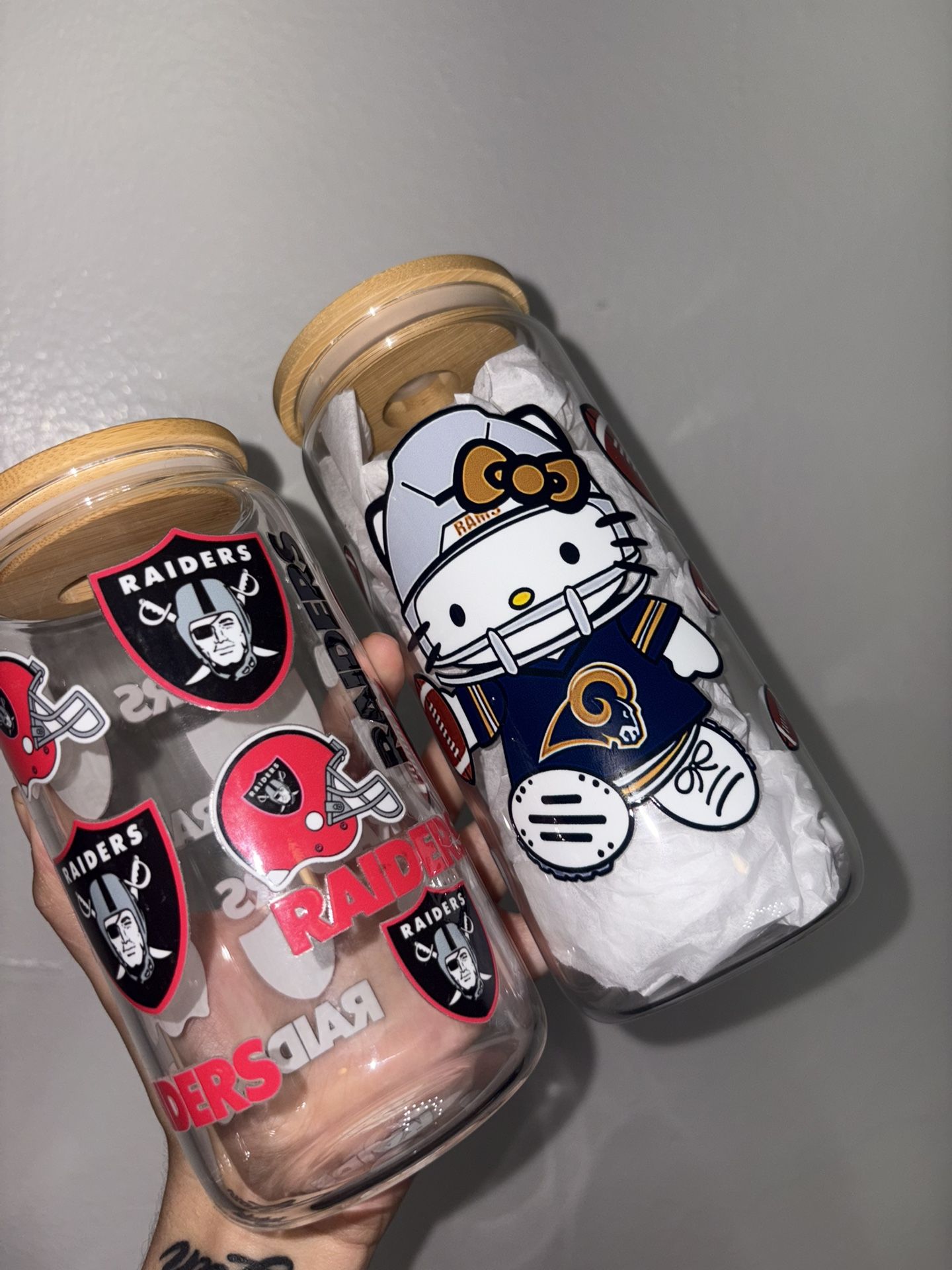 Raiders And Rams Hello Kitty Cup
