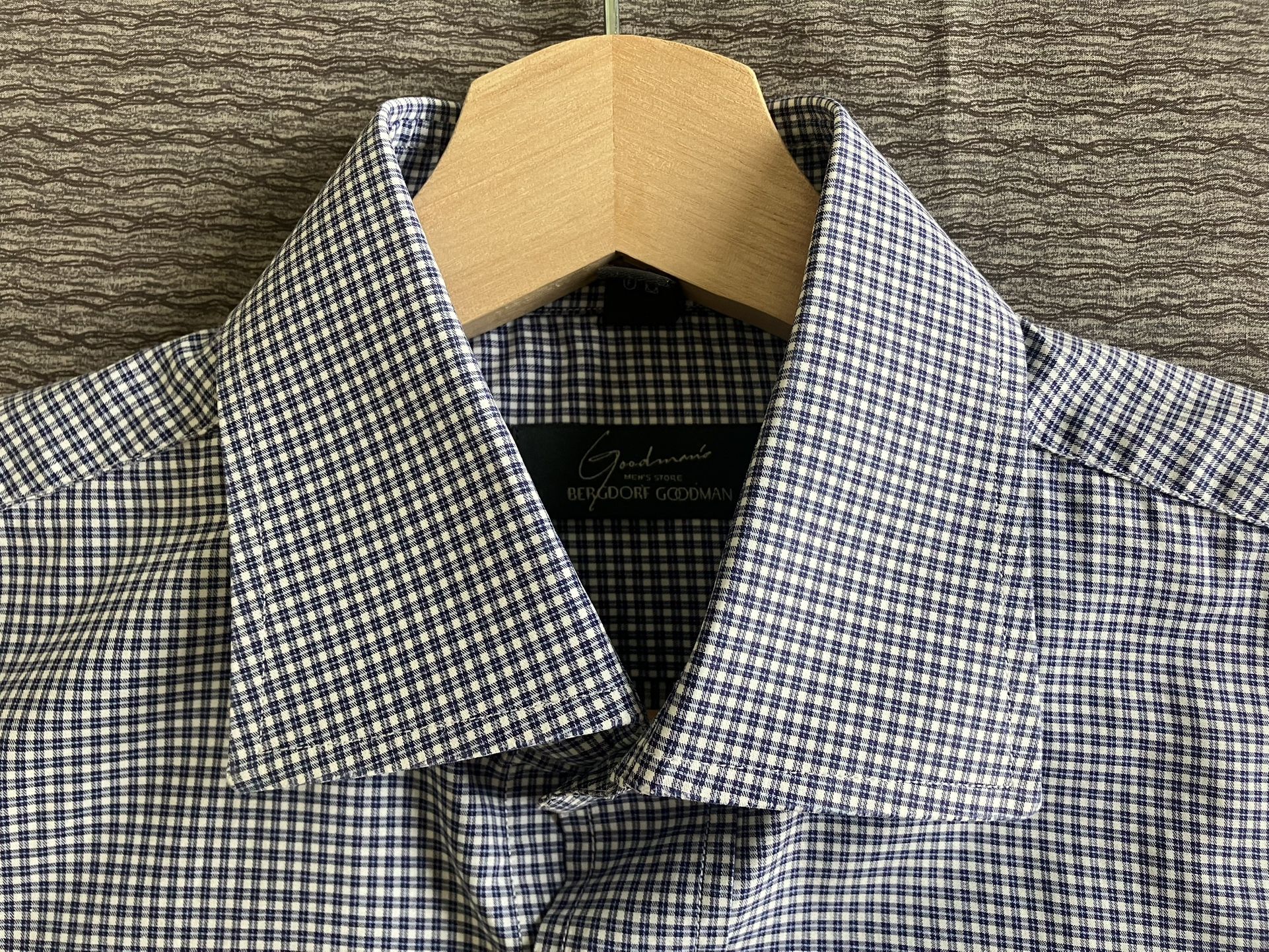 Bergdorf Goodman Blue/White Cotton Checked Dress Shirt - Men’s Size 15 / 38 