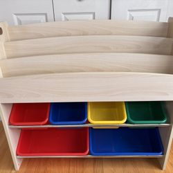 Compact Kids Toy Storage Organizer with Bins & Bookshelf – Pickup Only