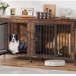 EasyCom Dog Crate Furniture for 1 or 2 Dogs, Heavy Duty Single/Double Dog Crates for Small/Medium/Large Dogs, Dog Kennel Furniture Indoor as TV Stand,