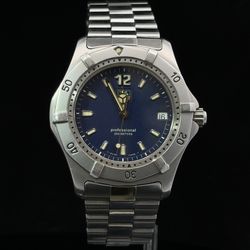 Pre-owned Tag Heuer WK1113 Blue Mens Watch Professional Silver Sport Diving 8"