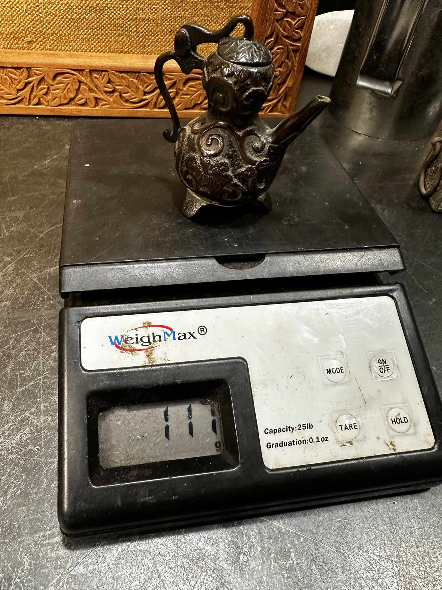 Chinese Republic miniature Teapot bronze water dropper Scholar Gourd Garlic Head