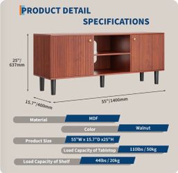 📺 GARVEE 55” MID-CENTURY MODERN TV STAND – WALNUT