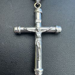 14k white gold Cross Religious Pendant Charm