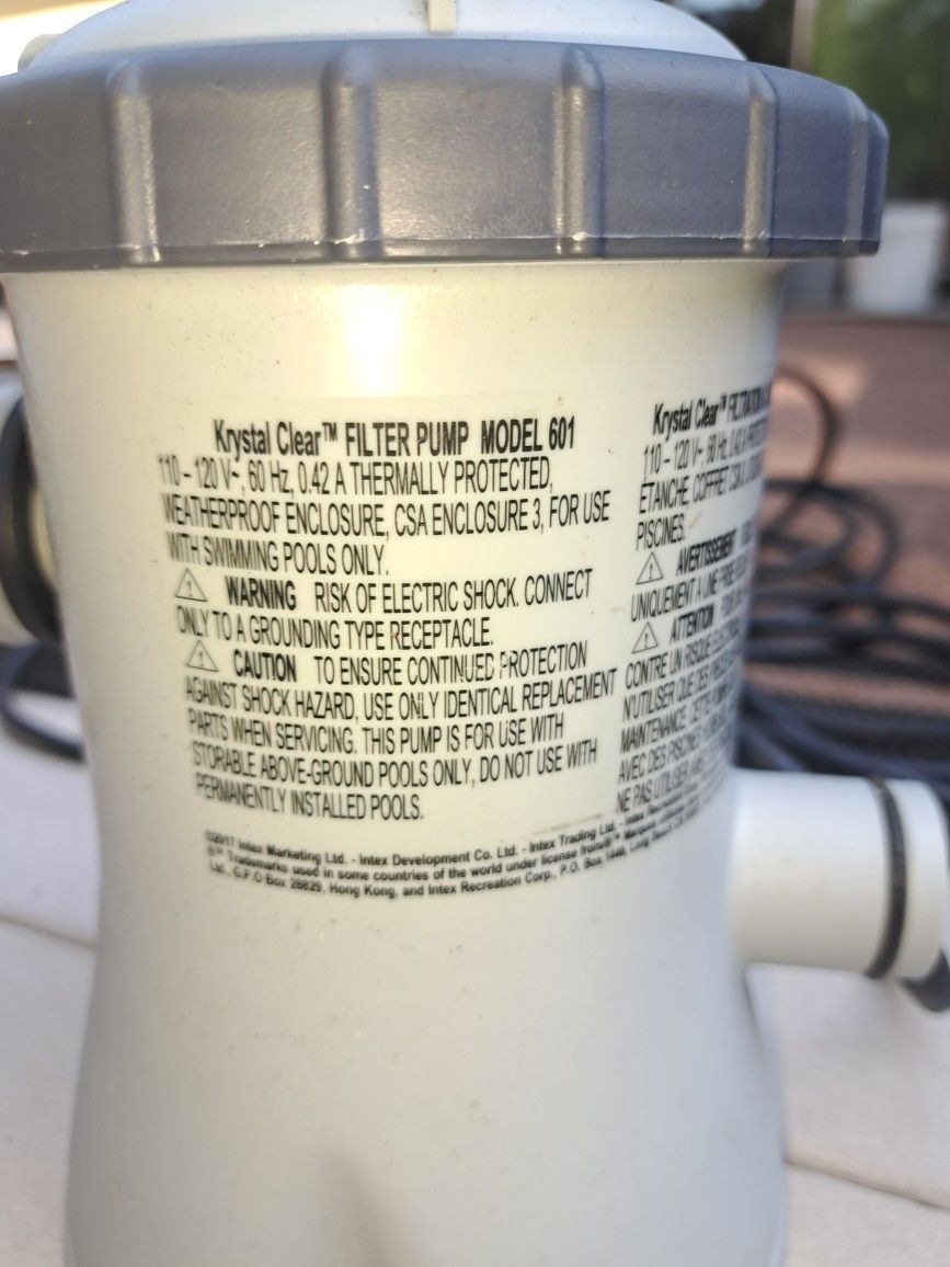 Intex Krystal Clear Pool Pump adn Filter 601 - for Sale in