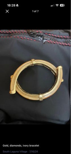 Gold-Tone Bangle Bracelet with Ivory