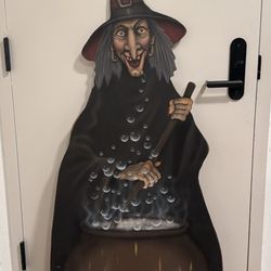 Boardwalk Original 47” X 20”Witch w/Cauldron Hand Signed by Bonnie Barrett