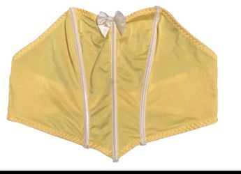 Woman’s Yellow White Bow Corset Size X Large Sexy Pin Up Costume Lingerie Sexy