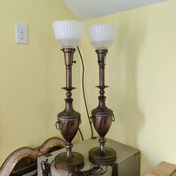 PAIR OF VINTAGE ART DECO TORCHIERE LAMPS