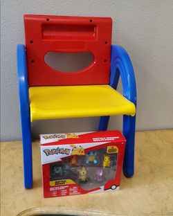 Kids chair and Pokémon figures