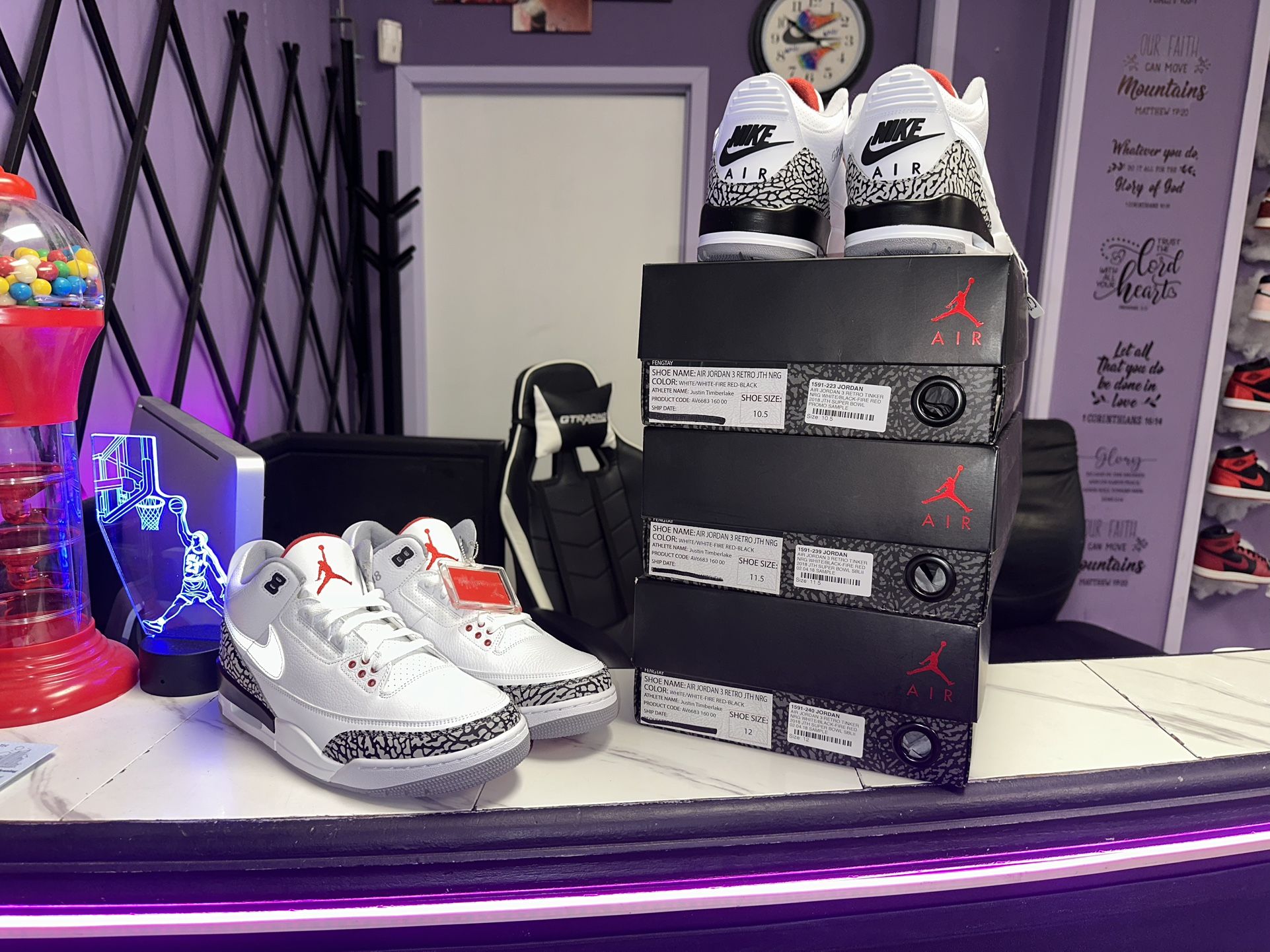 Sample Jordan 3 Justin Timberlake White Cement
