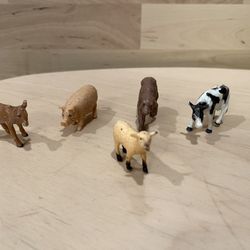 Vintage Lot of 4 Farm Animals and a Bear Mini Figurines