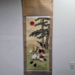Antique Japanese Scroll From Kakejiku Color Copper