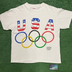 Vintage 1990s USA Olympic rings tee