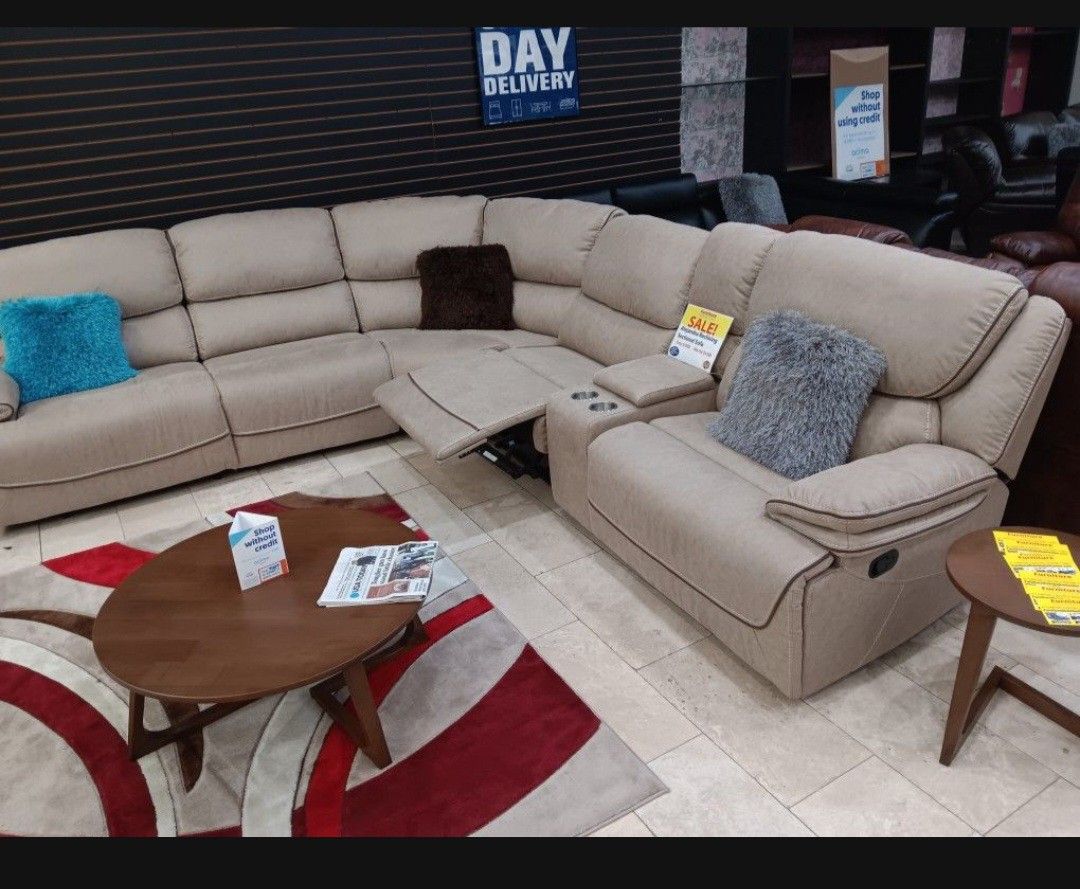 *Weekend Special!!!*---Stellar Alejandra Mocha Microfiber Reclining Sectional Sofa---Delivery And Financing Available😉
