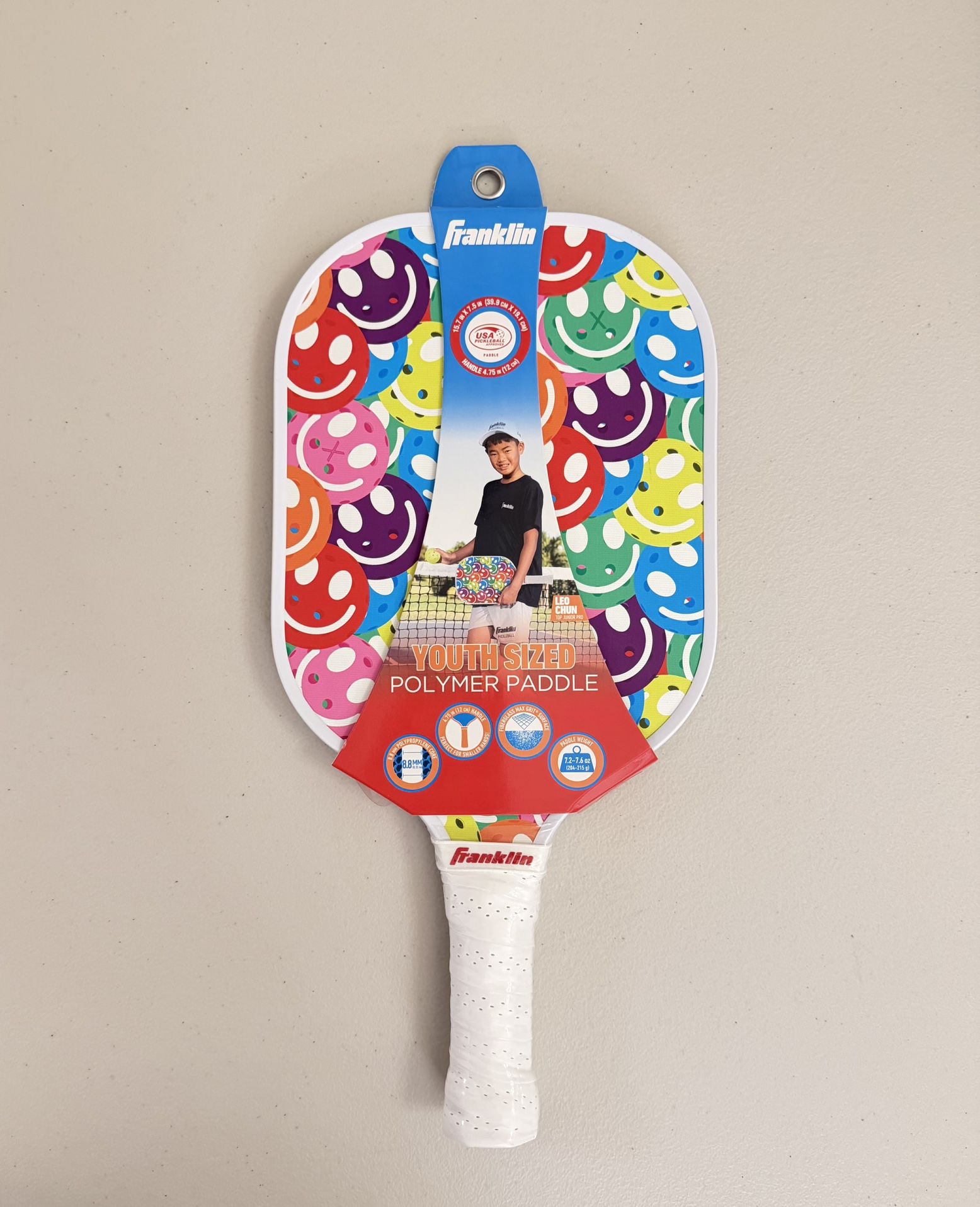 🔥NEW🔥 Franklin Sports Youth Paddle - Smiley Face Graphic Fiberglass Pickleball Racquet