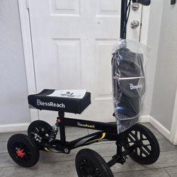 BlessReach Deluxe Medical Scooter Double Handbrake, All Terrain Steerable Knee Scooter Crutch Alternative