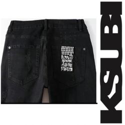 Ksubi Van Winkle Hunter Distressed Skinny Jeans - JET BLACK (Size 36)