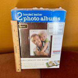 2 PHOTO ALBUMS / SCRAPBOOKS, BONDED LEATHER,