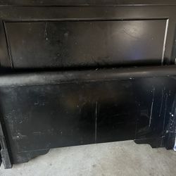 Black Real Wood Full Bed Frame 