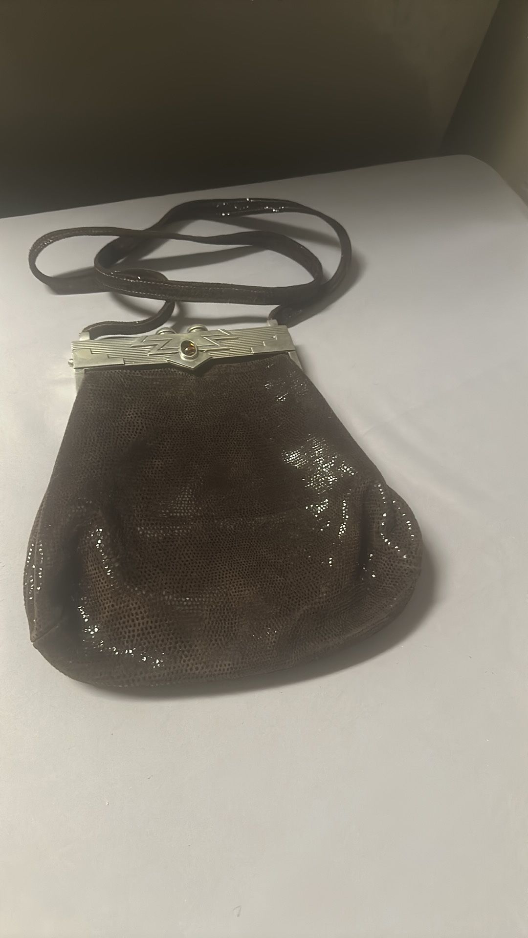 Vintage 70s James Culver Moulin Rouge Leather & Jeweled Pewter Purse