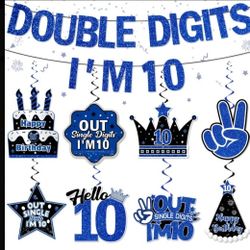 10yr old boy bday decos tshirt, banner & garland see below smoke free home parma pu PRICE IS FOR ALL