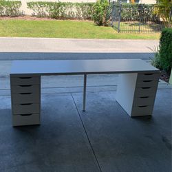 Beautiful Aesthetic Sturdy White Desk With Drawers