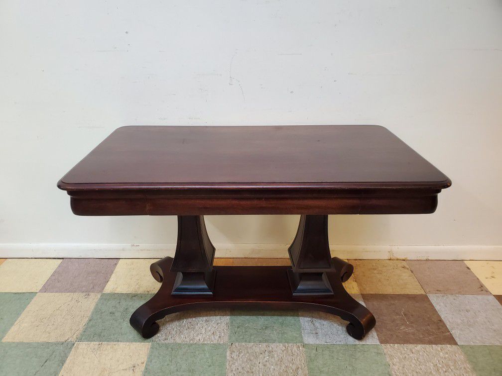 Antique Mahogany Empire Library Table With Drawer By Davis Birely Table Co