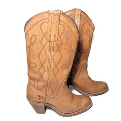 Vintage '70s Leather Western FRYE Boots Cowboy Cowgirl Women Size 5.5 Heeled