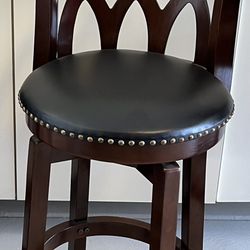 Two Swivel Faux Leather Seat Barstools