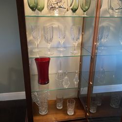 Antique Cherry Curio Display Cabinet