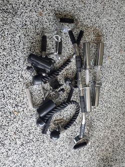 Gym Cable Attachments & Bar Handles Bundle – Rope, LAT Bar, Tricep Handles & More