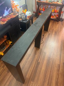 Narrow Sofa Table with USB & Type-C Ports, Skinny Behind Couch Tables with Charging Station, Entryway Table for Hallway,