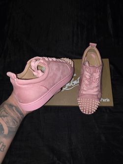 Christian Louboutin 'Red Bottoms' Louis Junior Spikes Orlato Sneakers, Pink, Size Women 7.5/8 (European 38)