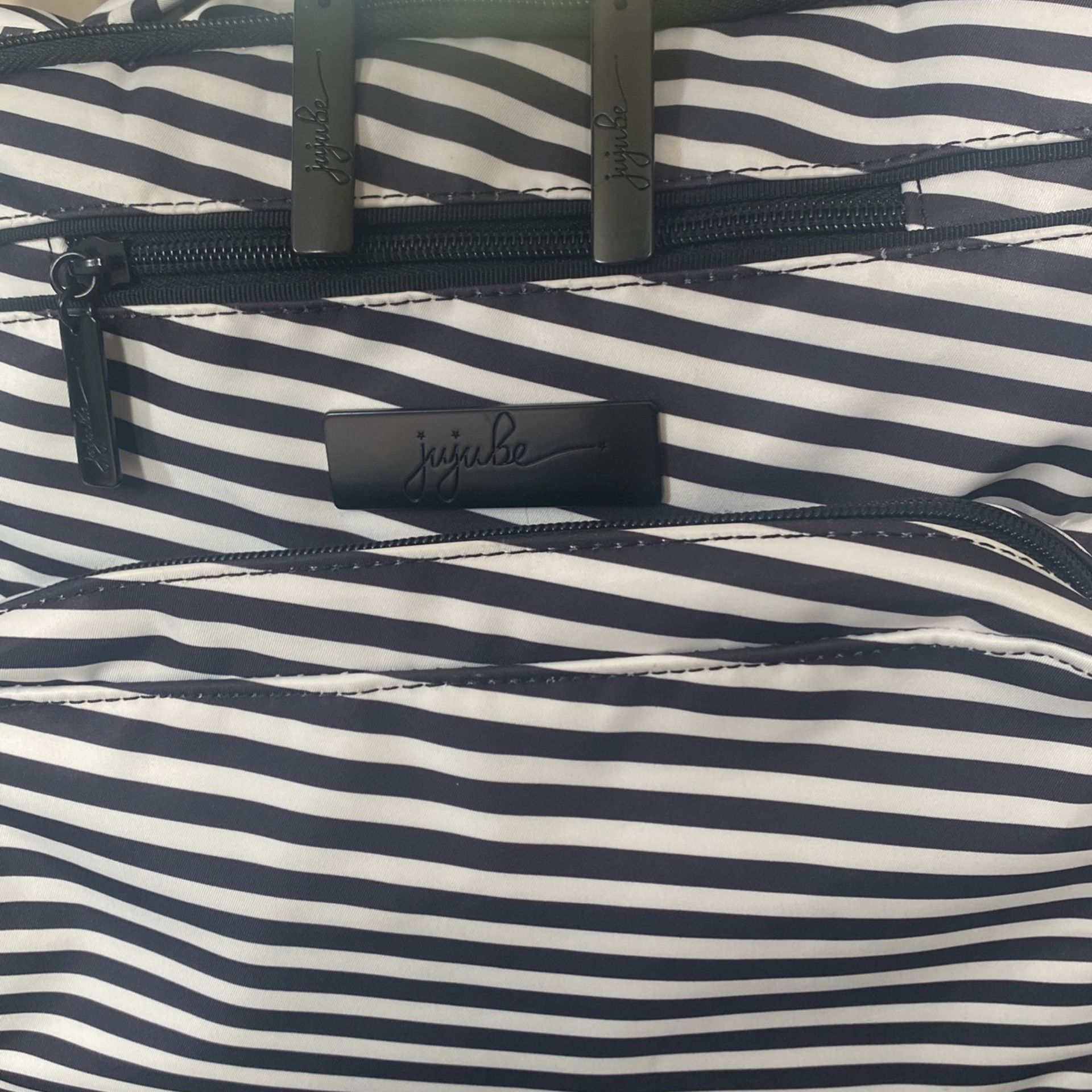 Jujube Diaper Bag Black and White Stripes. Crossbody.