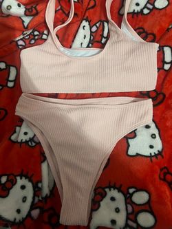 Women’s Pink Ribbed 2-Piece Bikini Set Size S Brand New Without Tags