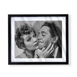 I love lucy custom art piece of lucille ball and Desi Arnaz on black frame