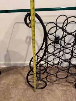 Wrought Iron Wine Rack Console Table with Glass Top
