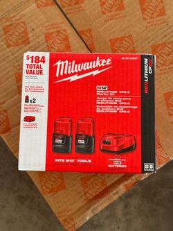 $100 New Milwaukee M12 12V Lithium-Ion Compact 2.0 Ah Battery Pack (2-Pack) Starter Kit with Charger