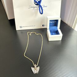 Butterfly Pendant With 18k Rope Chain 