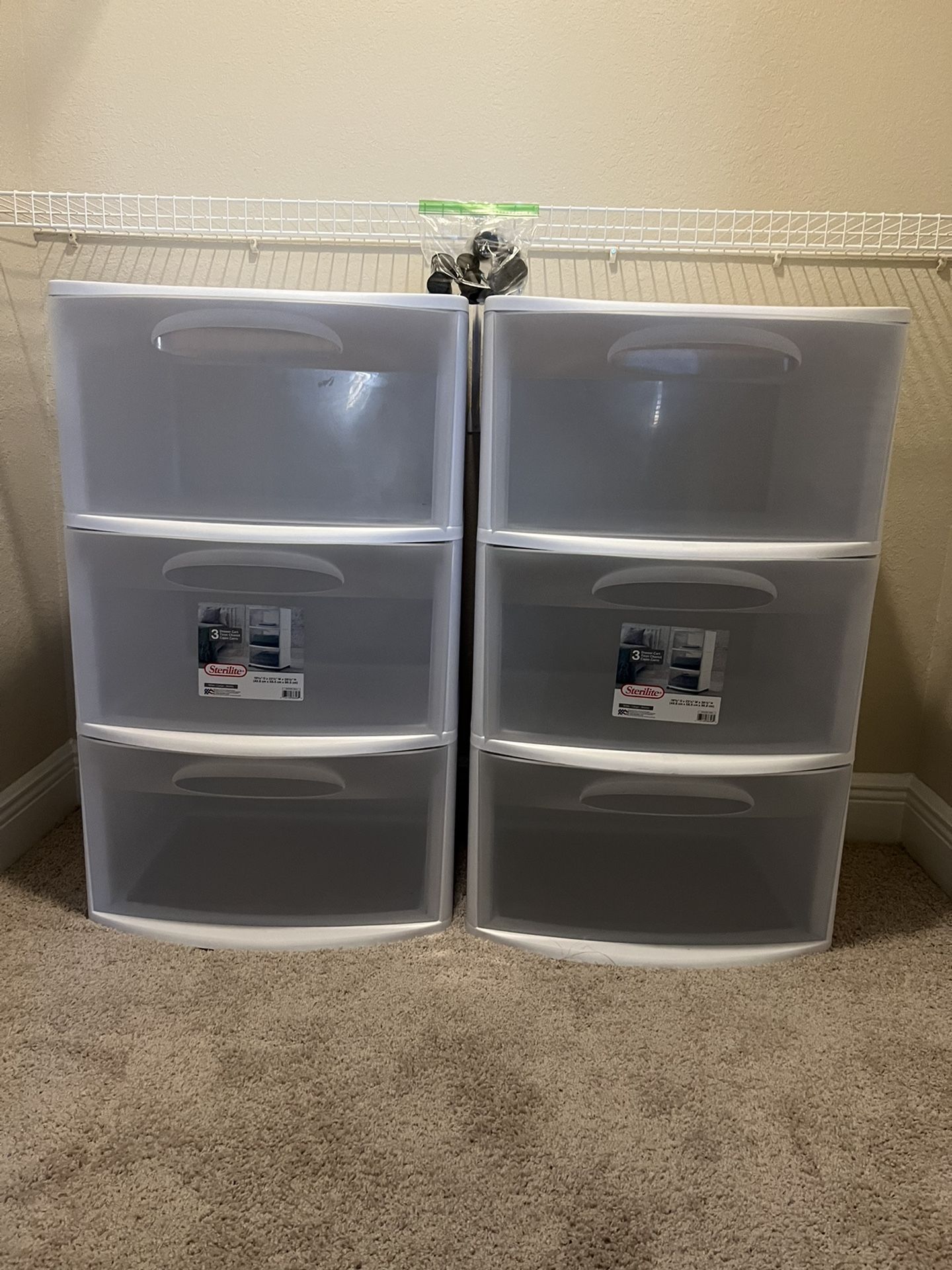 2 Three Drawer Carts